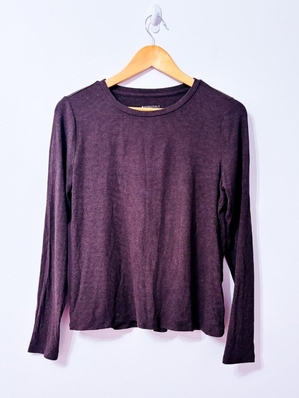 REITMANS Brown Ribbed Long Sleeve Crew Neck Stretch Top Large